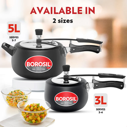 Borosil Pronto Hard Anodised Pressure Cooker, 5L