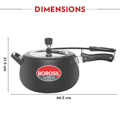 Borosil Pronto Hard Anodised Pressure Cooker, 6.5L