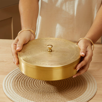 Brass Spice Box with Matte Etching Finish