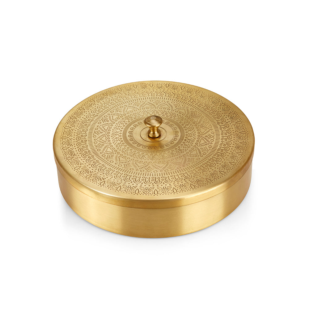 Brass Spice Box with Matte Etching Finish