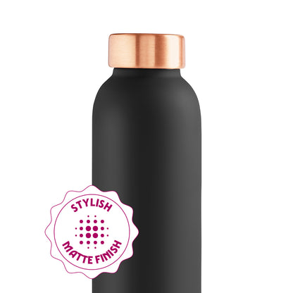 Borosil ECO Colour Copper Bottle & Glass Set, Black