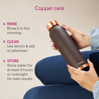 ECO Colour Copper Bottle & Glass Set, Brown