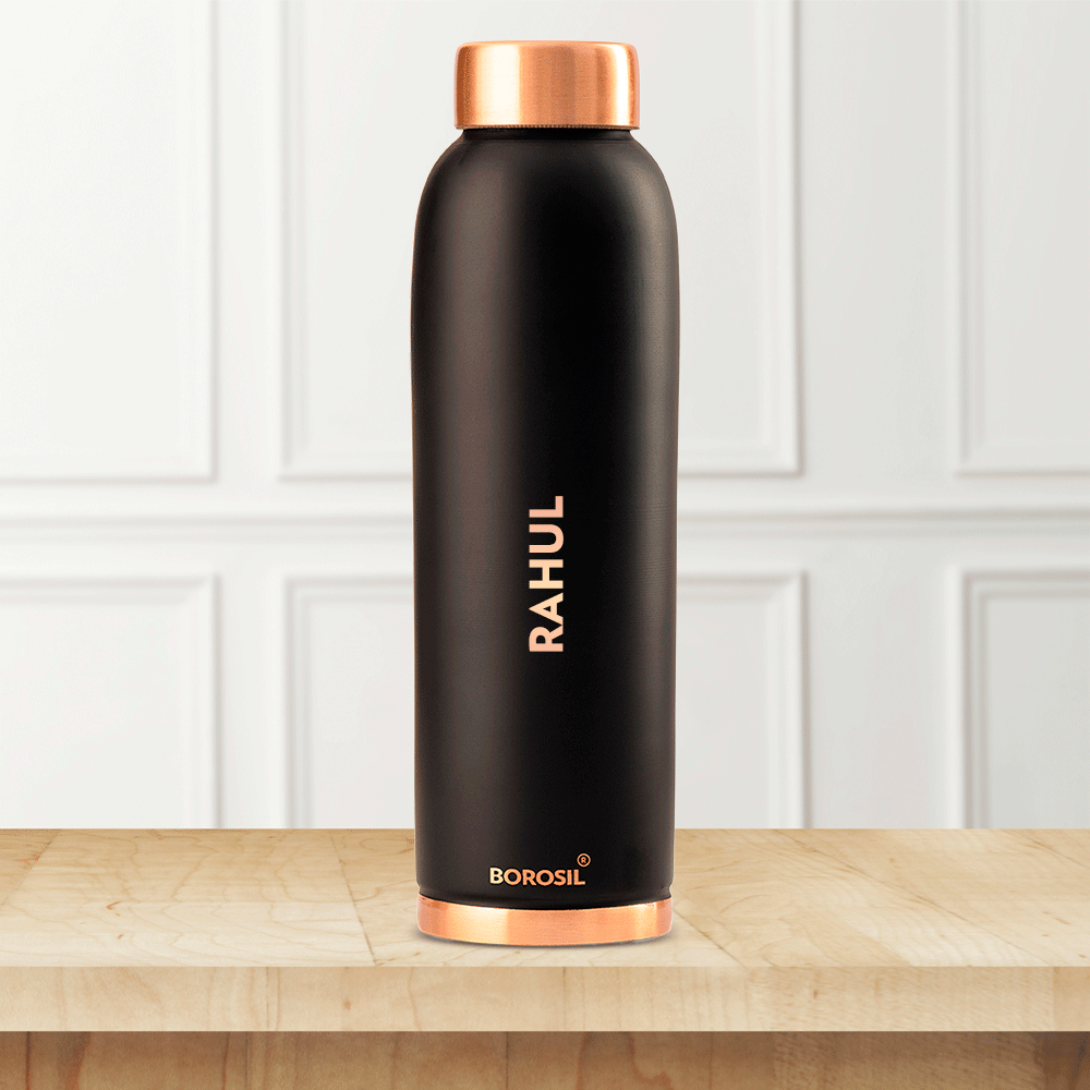 Borosil Eco Copper Bottle, Black-Personalise