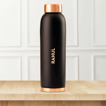 Borosil Eco Copper Bottle, Black - Personalise