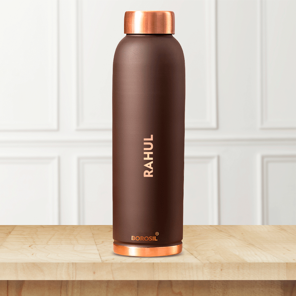 Borosil Eco Copper Bottle, Brown-Personalise