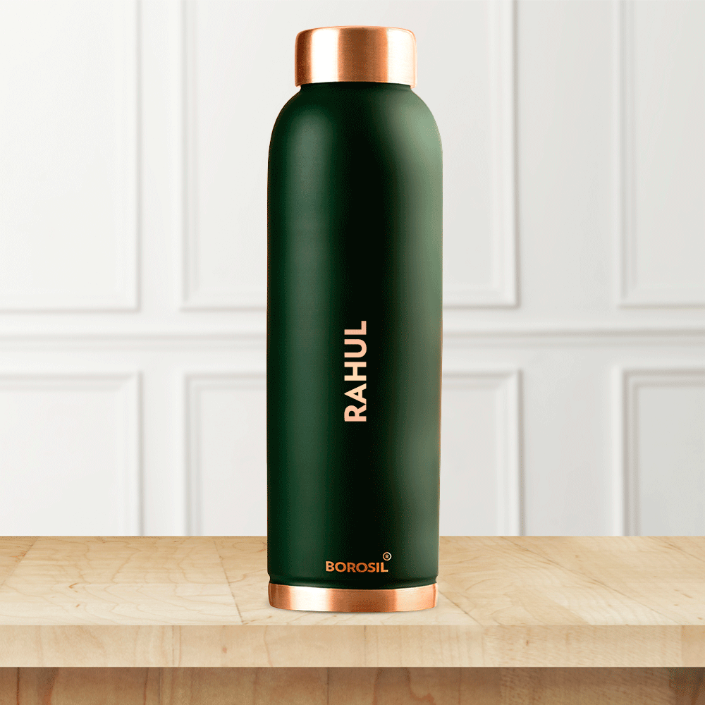 Borosil Eco Copper Bottle, Green-Personalise