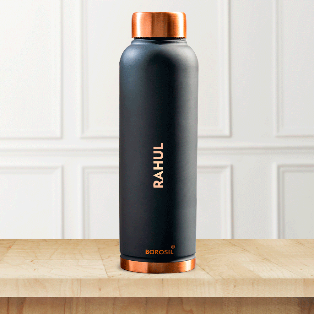 Borosil Eco Copper Bottle, Grey-Personalise