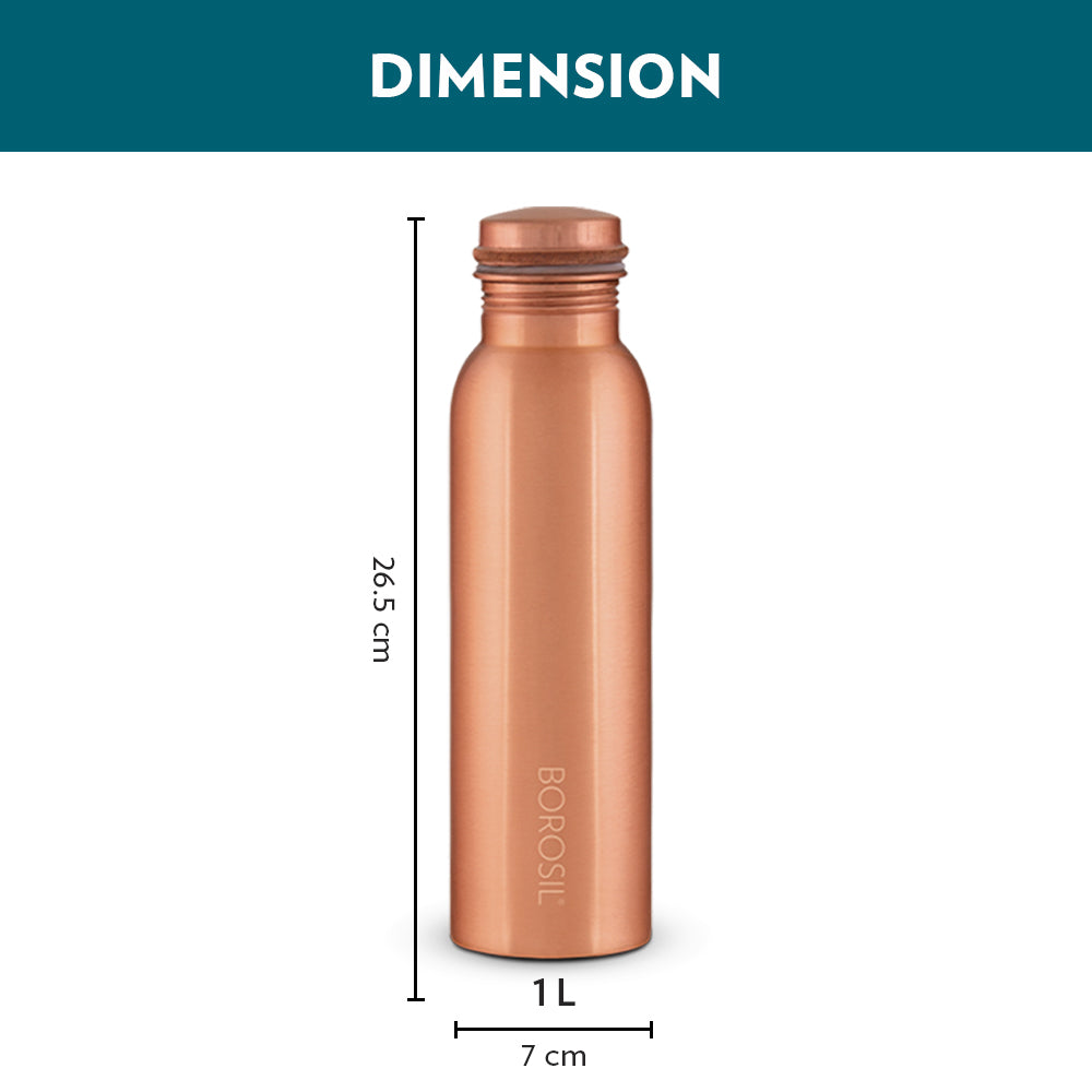 Borosil Copper Bottle, 1L