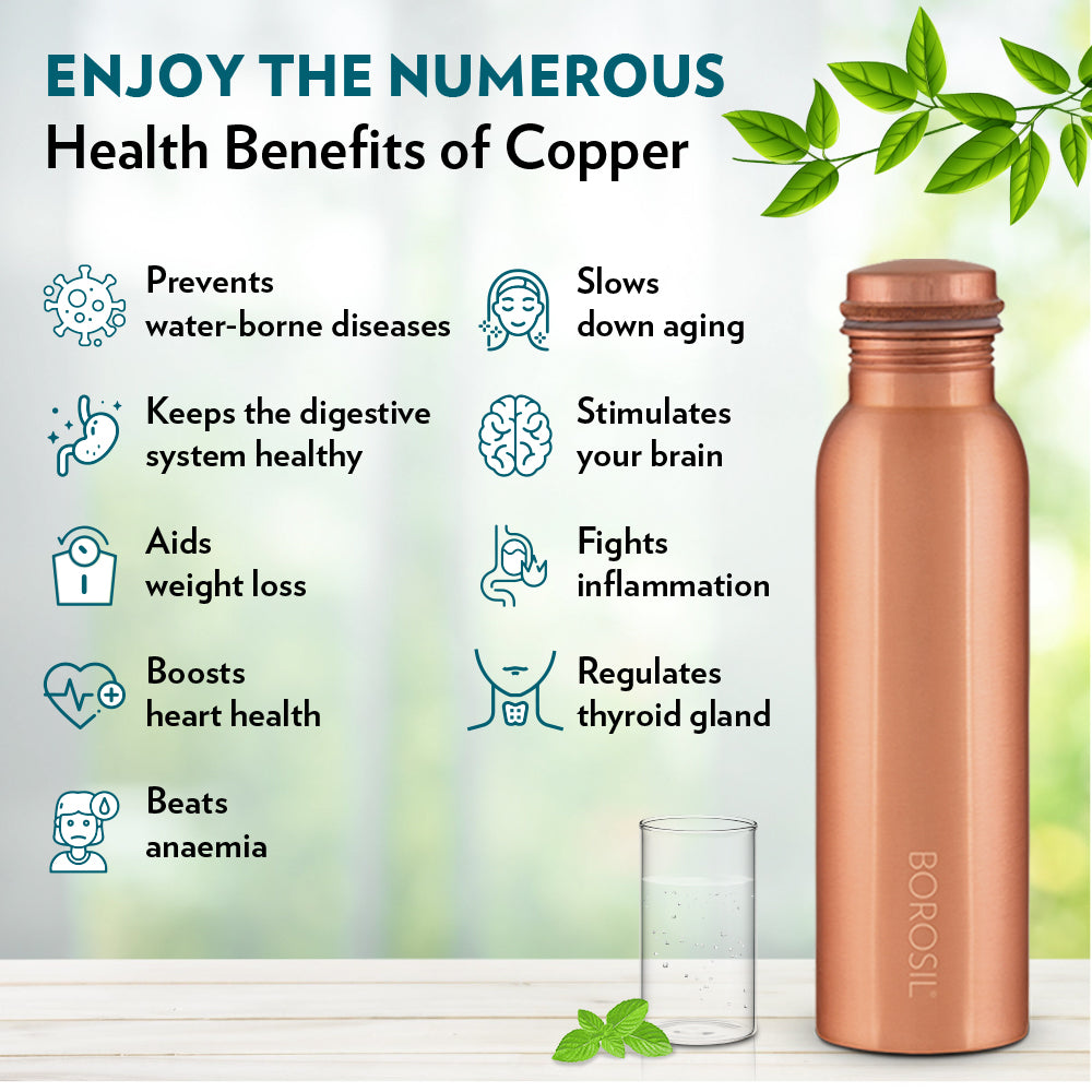 Borosil Copper Bottle, 1L