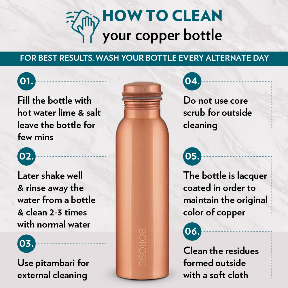 Borosil Copper Bottle, 1L