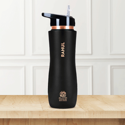 Personalised Sipper Copper Bottle, Black