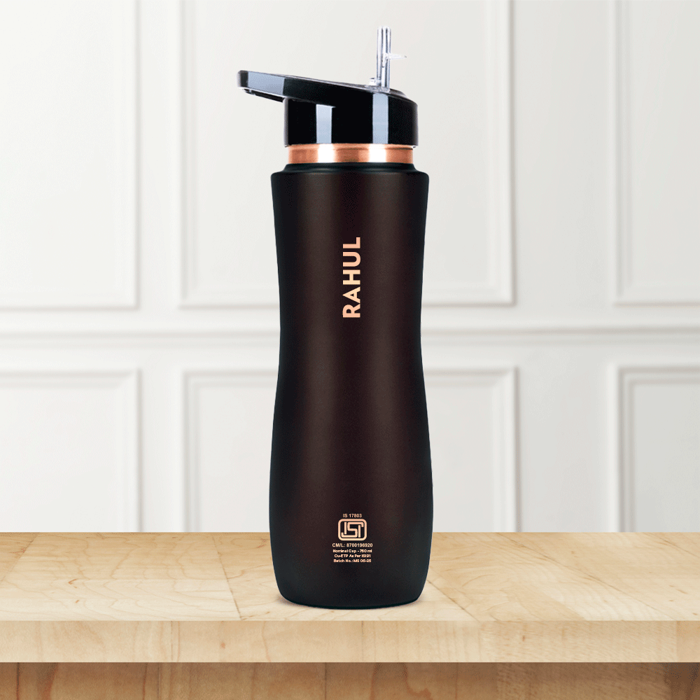 Personalised Sipper Copper Bottle, Brown India