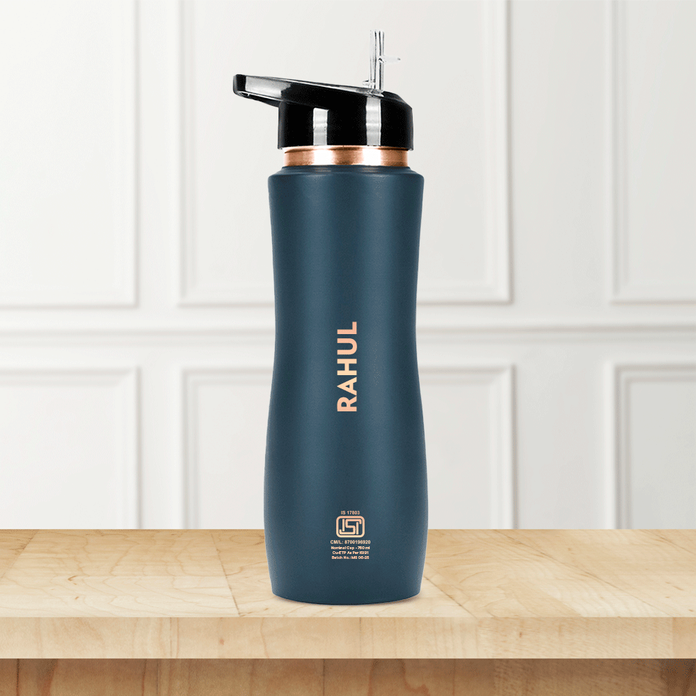 Borosil Sipper Copper Bottle, Grey, 750ml, Personalised