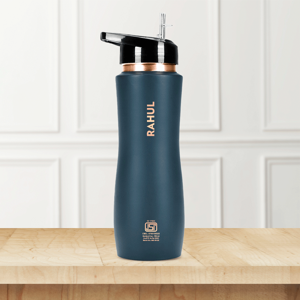 Borosil Sipper Copper Bottle, Grey, 750ml, Personalised