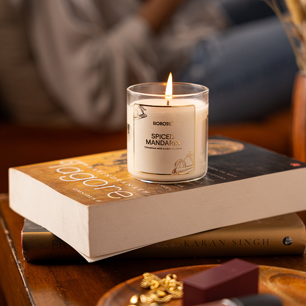 Cinnamon-Orange Soy Wax Candle in Glass Jar