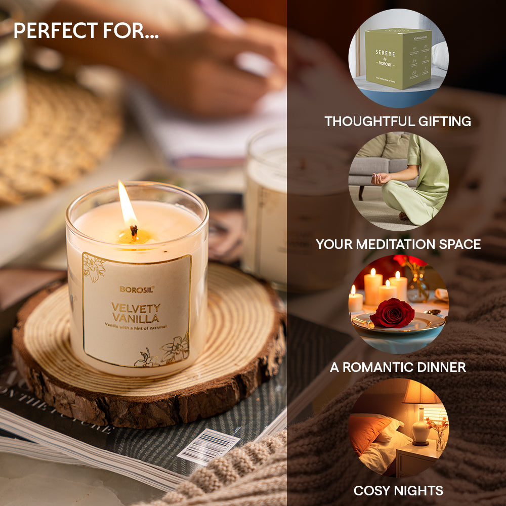Borosil Velvety Vanilla Soy Wax Candle