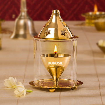 Borosil Akhand Diya, Brass