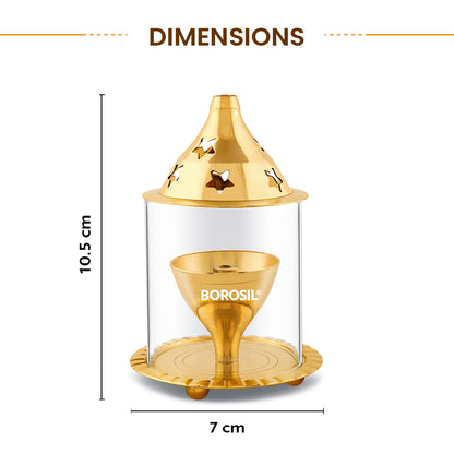Borosil Akhand Diya, Brass, Small