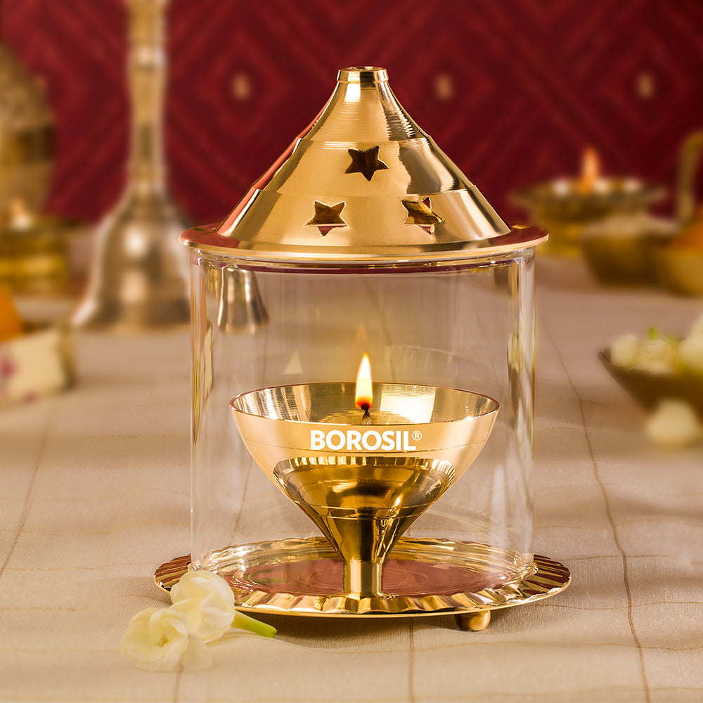 Borosil Akhand Diya, Brass, Medium