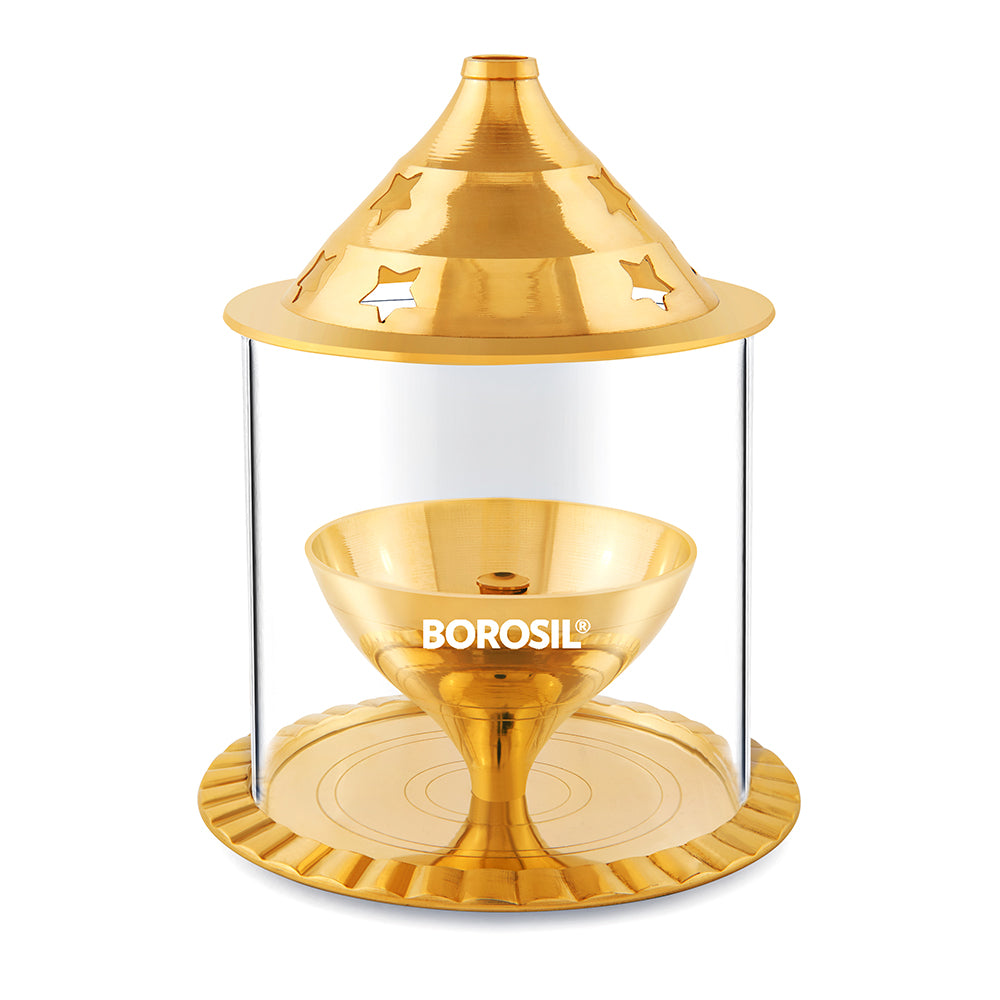 Borosil Akhand Diya, Brass, Medium