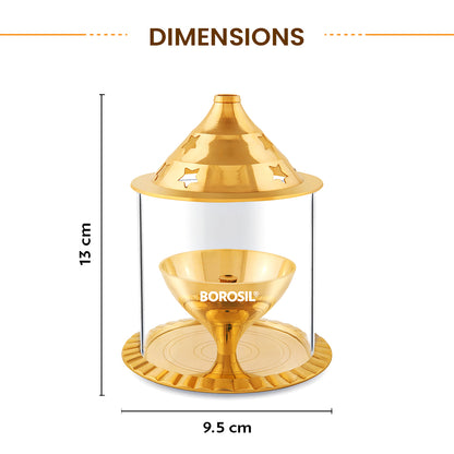 Borosil Akhand Diya, Brass, Medium