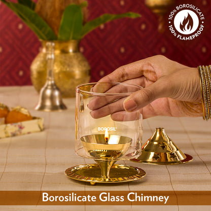 Borosil Akhand Diya, Brass, Medium