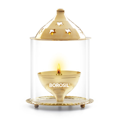 Borosil Akhand Diya, Brass, Large