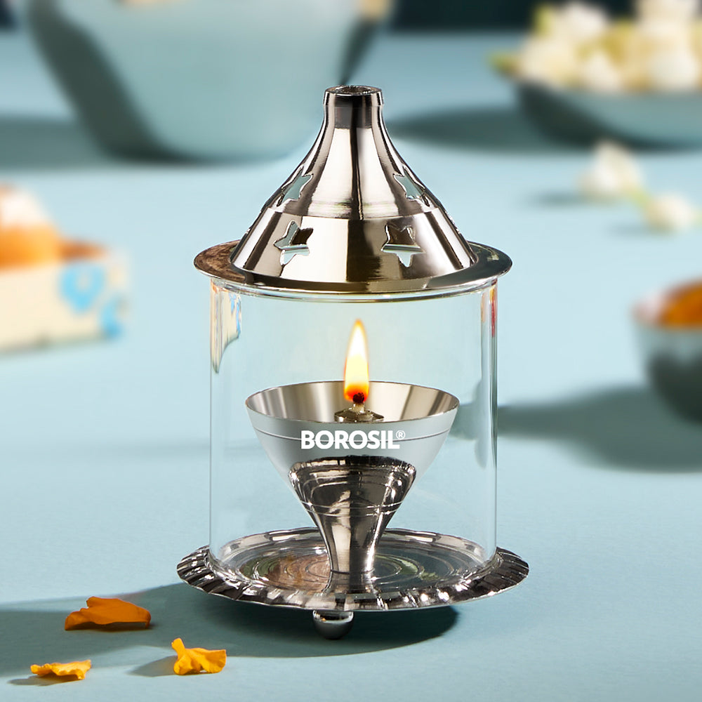 Borosil Akhand Diya, Nickel, Small India