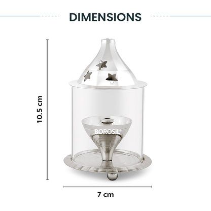 Borosil Akhand Diya, Nickel, Small