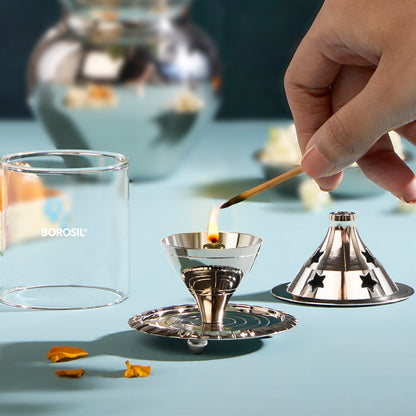 Borosil Akhand Diya, Nickel, Small