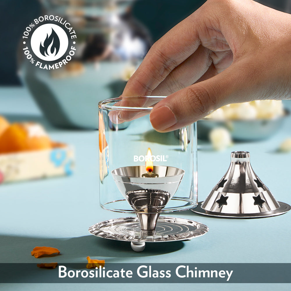 Borosil Akhand Diya, Nickel, Small