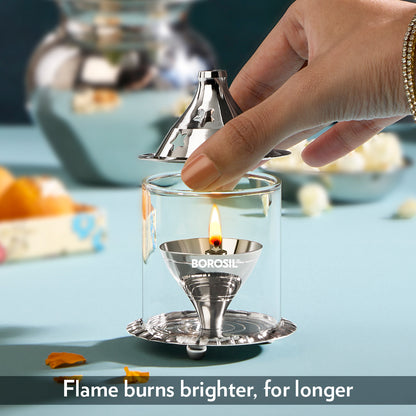 Borosil Akhand Diya, Nickel, Small