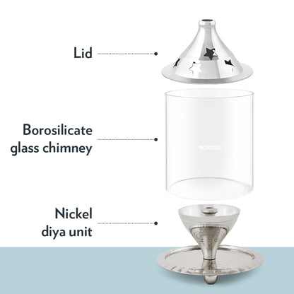 Borosil Akhand Diya, Nickel, Small