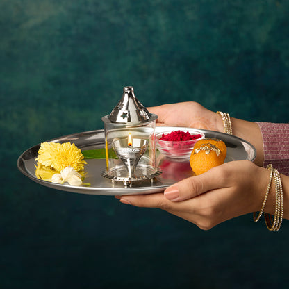 Borosil Akhand Diya, Nickel, Small