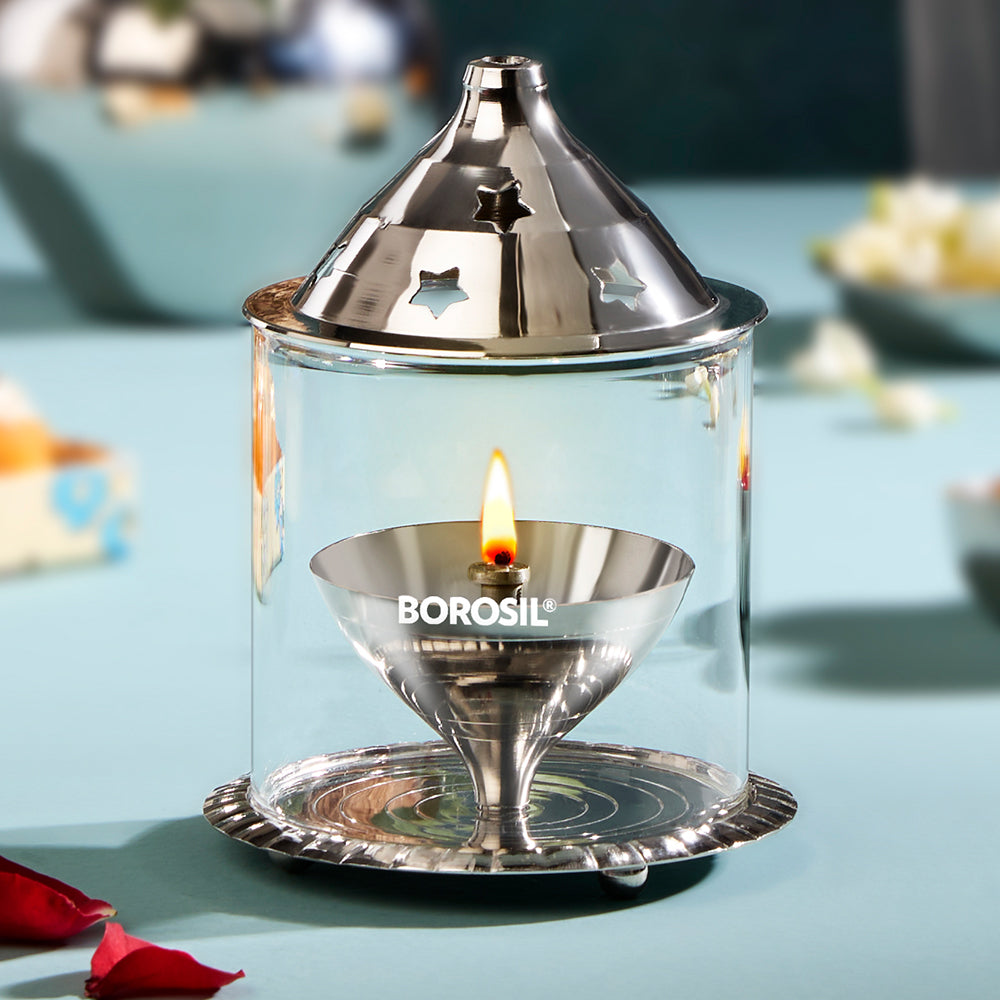 Borosil Akhand Diya, Nickel, Medium