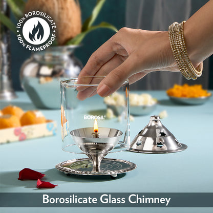 Borosil Akhand Diya, Nickel, Medium