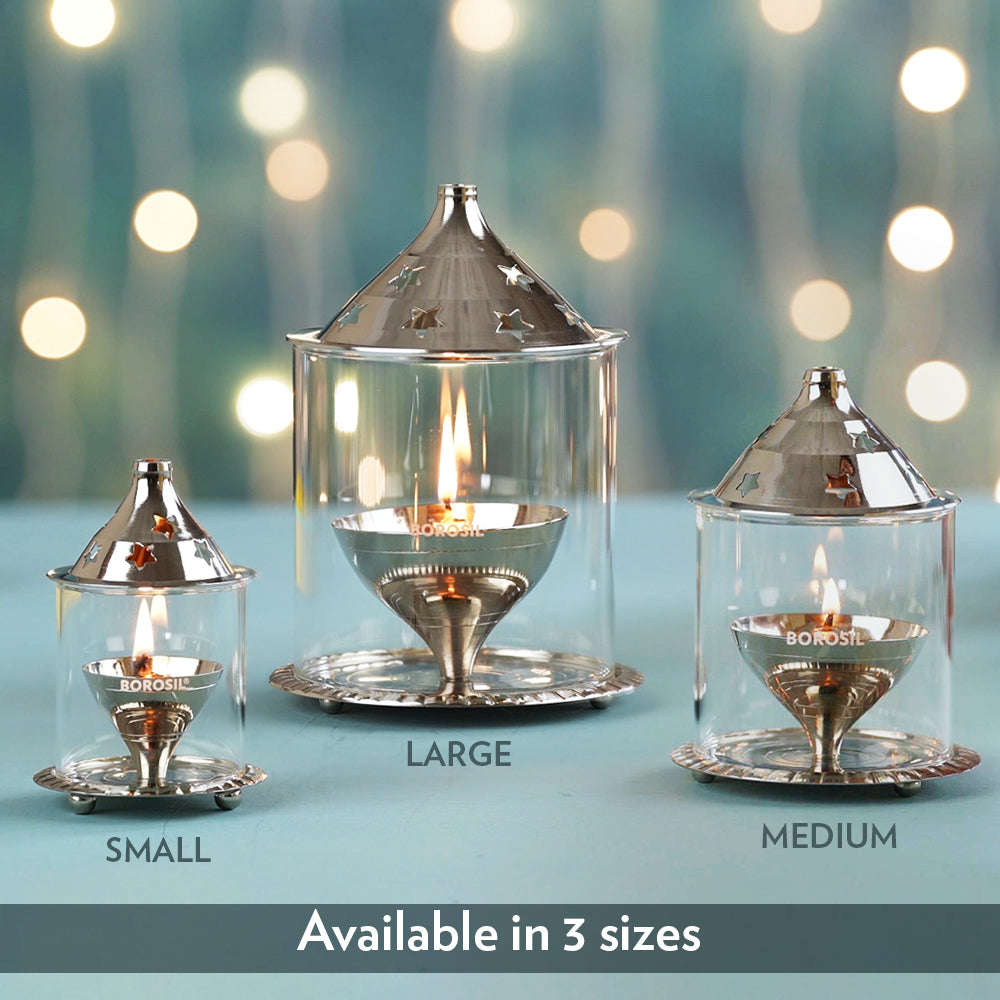 Borosil Akhand Diya, Nickel, Medium