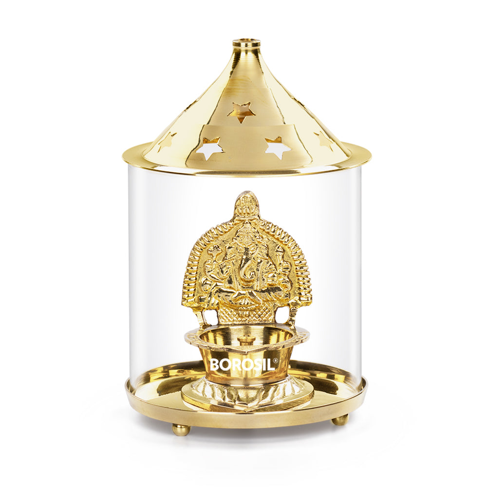 Borosil Shree Ganapti Diya Brass, Large