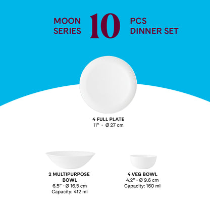 Larah by Borosil, Dora Dinner Set 10 pc Set: Serves 4