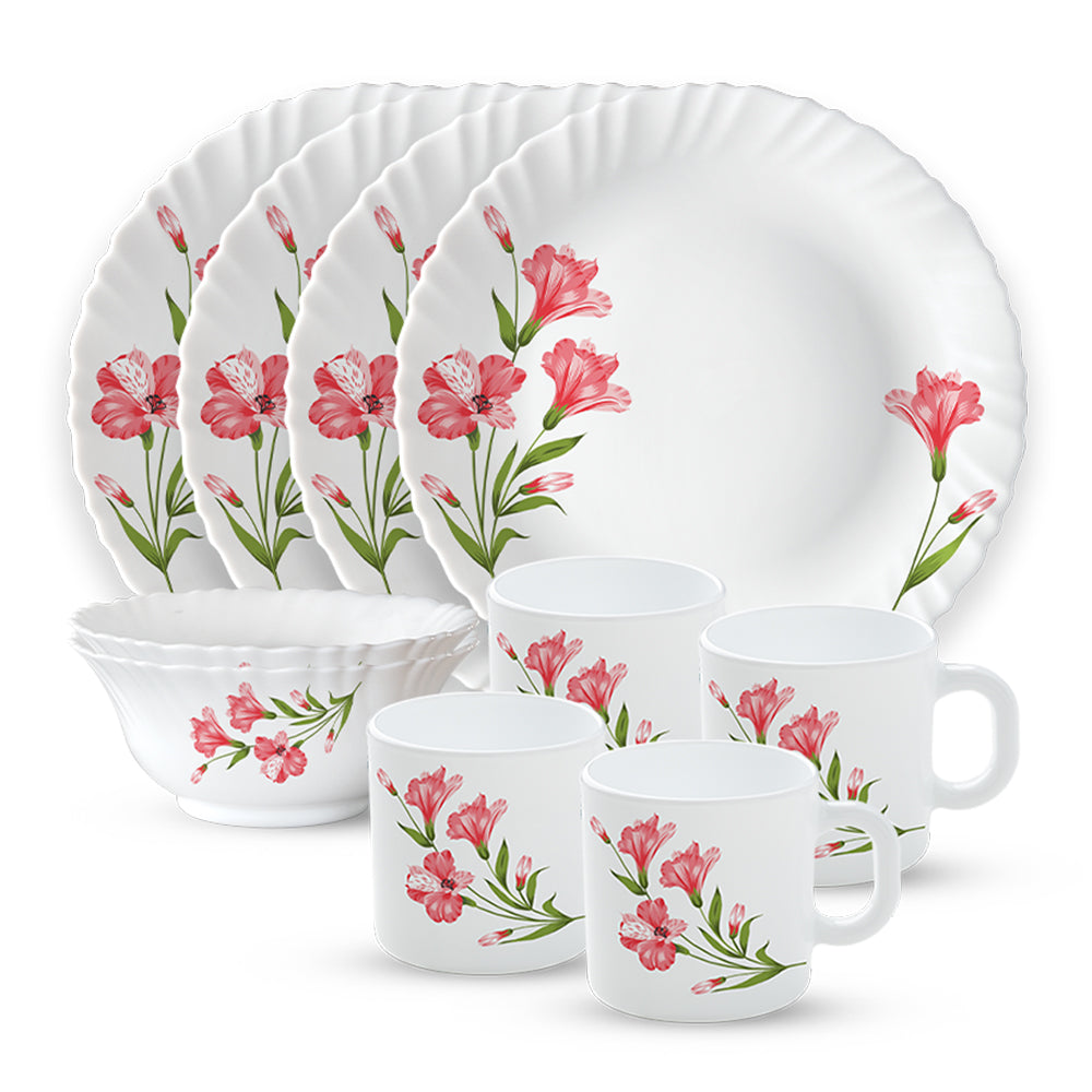 Larah by Borosil, Marina Peach Dinner Set 10 pc Set: Serves 4