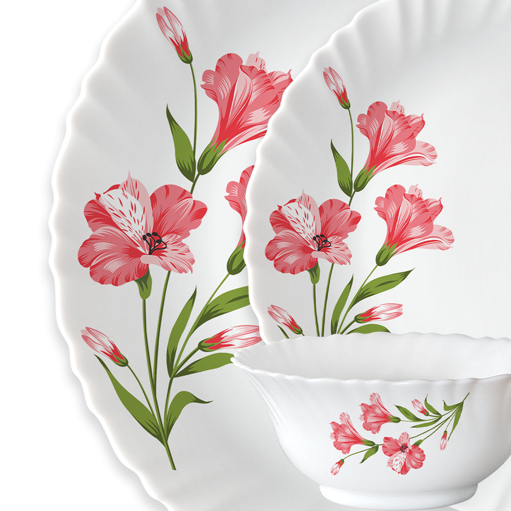 Larah by Borosil, Marina Peach Dinner Set 10 pc Set: Serves 4