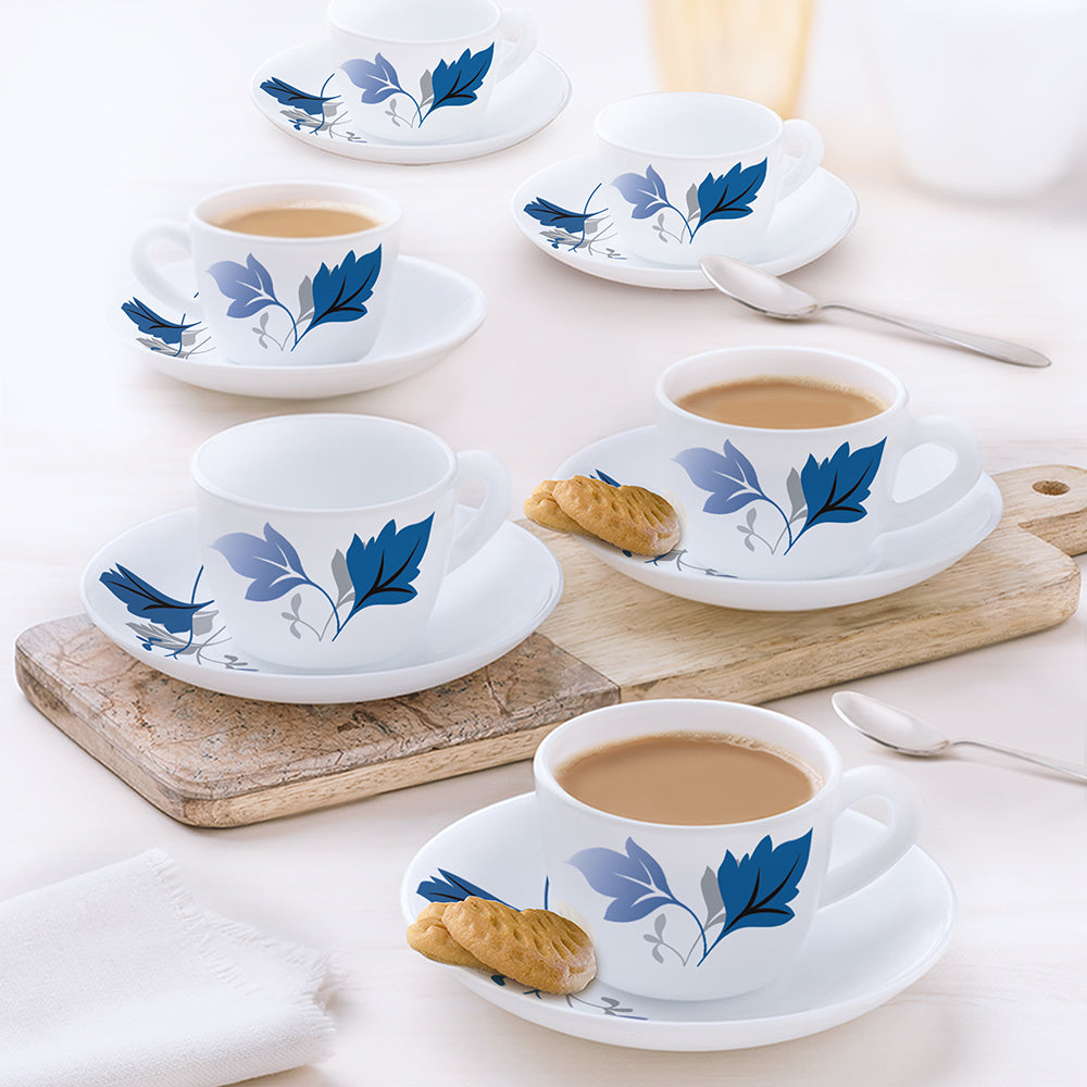 Larah by Borosil Ageria Cup n Saucer Set, 140ml x 12