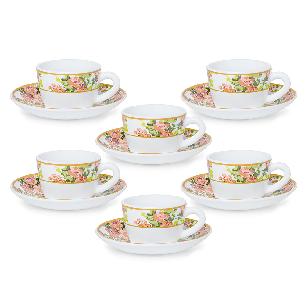 Larah By Borosil Amora Cup n Saucer Set 140 ml x 12