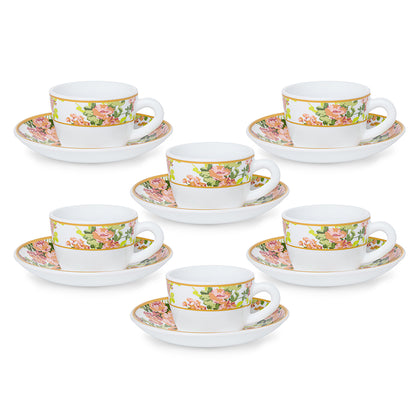 Larah By Borosil Amora Cup n Saucer Set 140 ml x 12