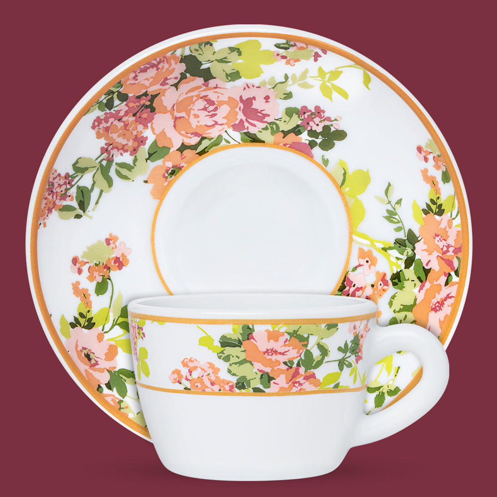 Larah By Borosil Amora Cup n Saucer Set 140 ml x 12