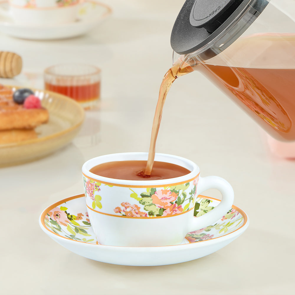 Larah By Borosil Amora Cup n Saucer Set 140 ml x 12