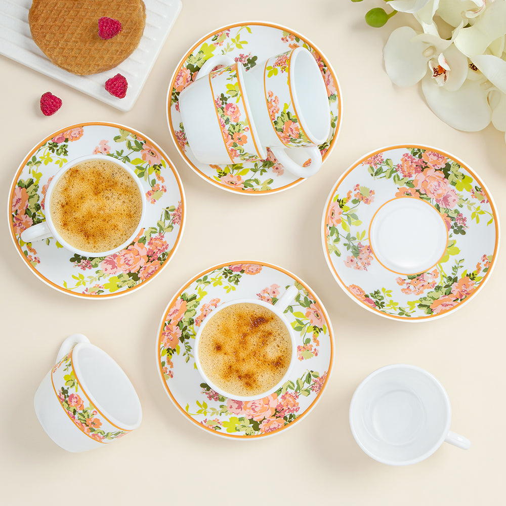 Larah By Borosil Amora Cup n Saucer Set 140 ml x 12