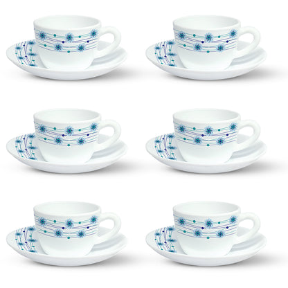 Larah by Borosil Bluebell Cup n Saucer Set 140 ml x 12