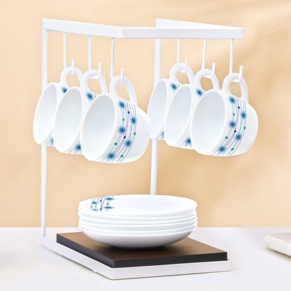 Larah by Borosil Bluebell Cup n Saucer Set 140 ml x 12