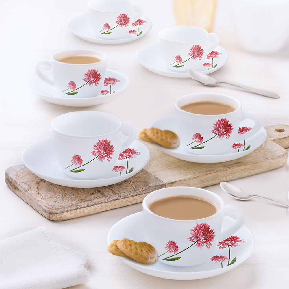 Larah by Borosil Belle Cup n Saucer Set 140 ml x 12